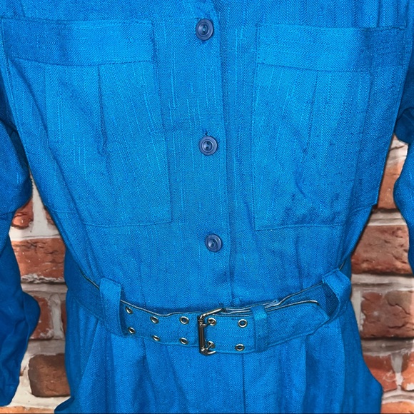 Vintage one piece dress romper blue size 12 - Picture 12 of 16